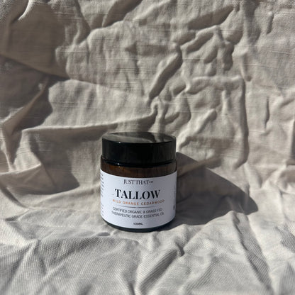 Organic Wild Orange & Cedarwood Tallow Balm 100 mL – Grass-Fed Skincare